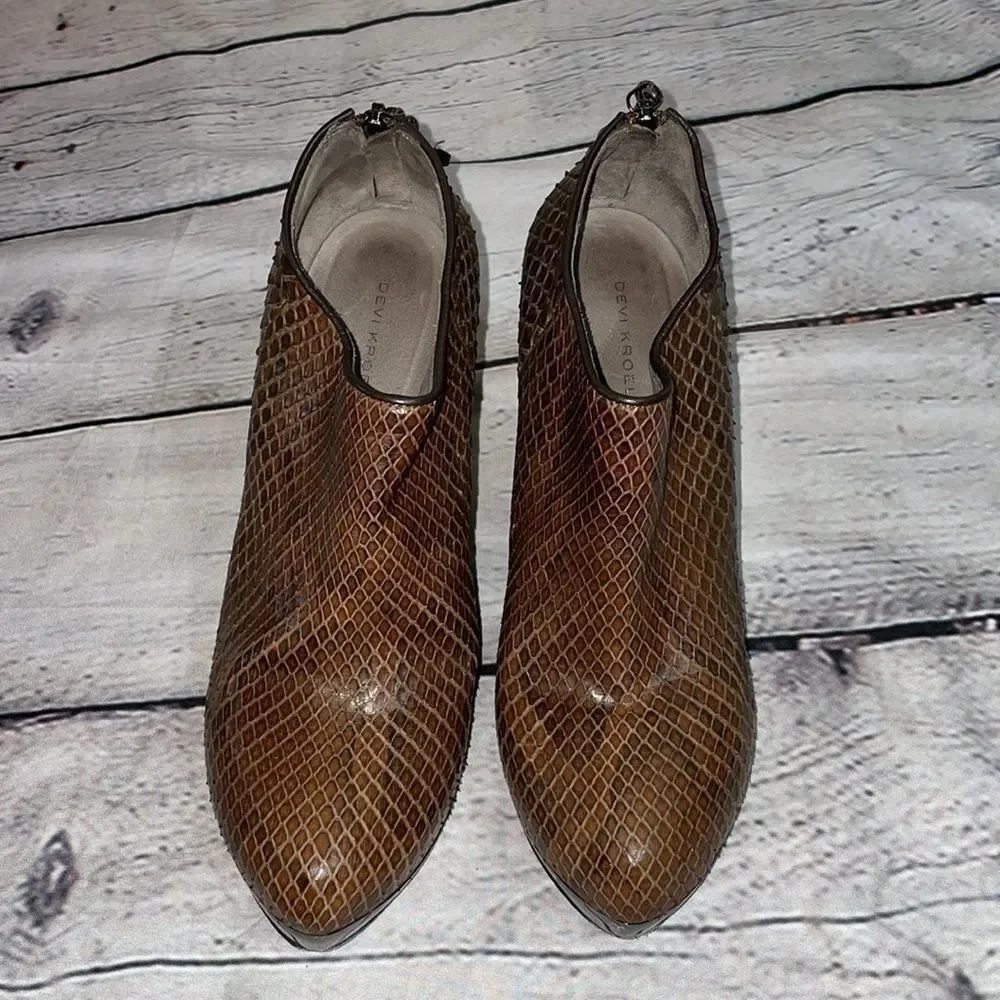 Brown Devi Kroell Snakeskin Booties - Picture 4 of 12